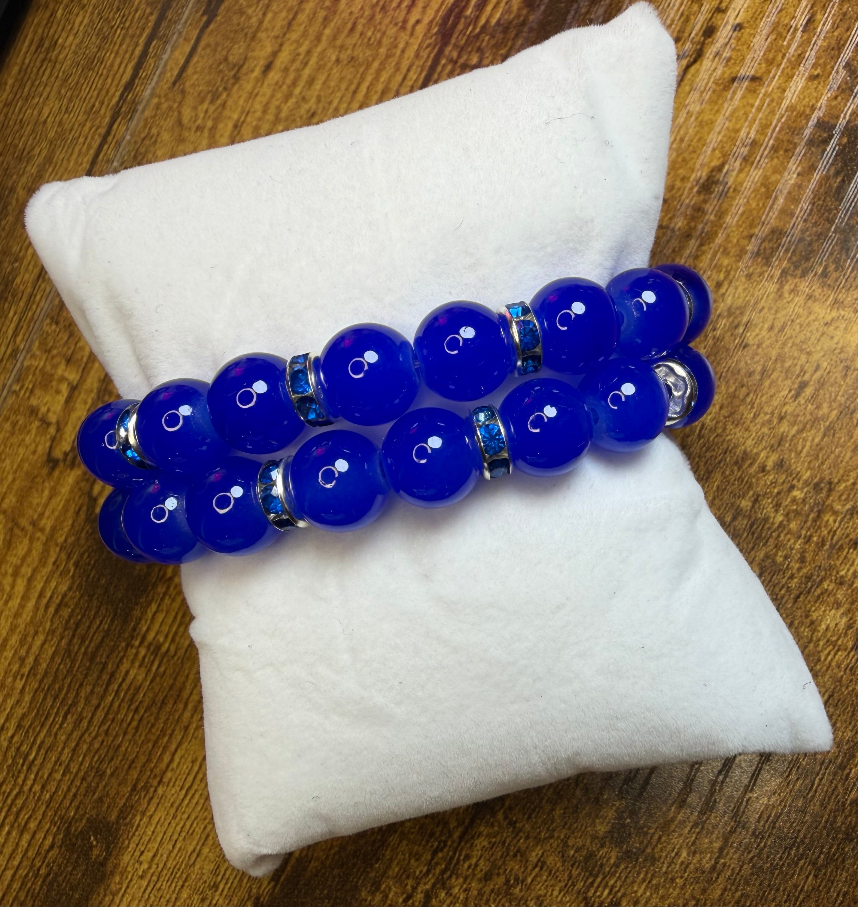Glass Bead Bracelet with Charm Spacers