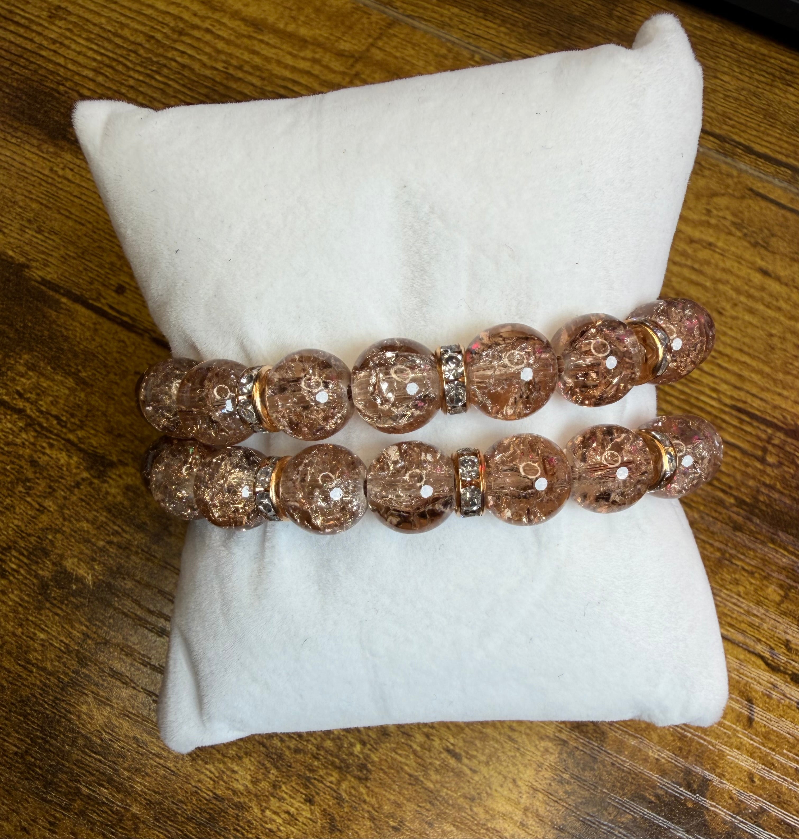 Glass Bead Bracelet with Charm Spacers