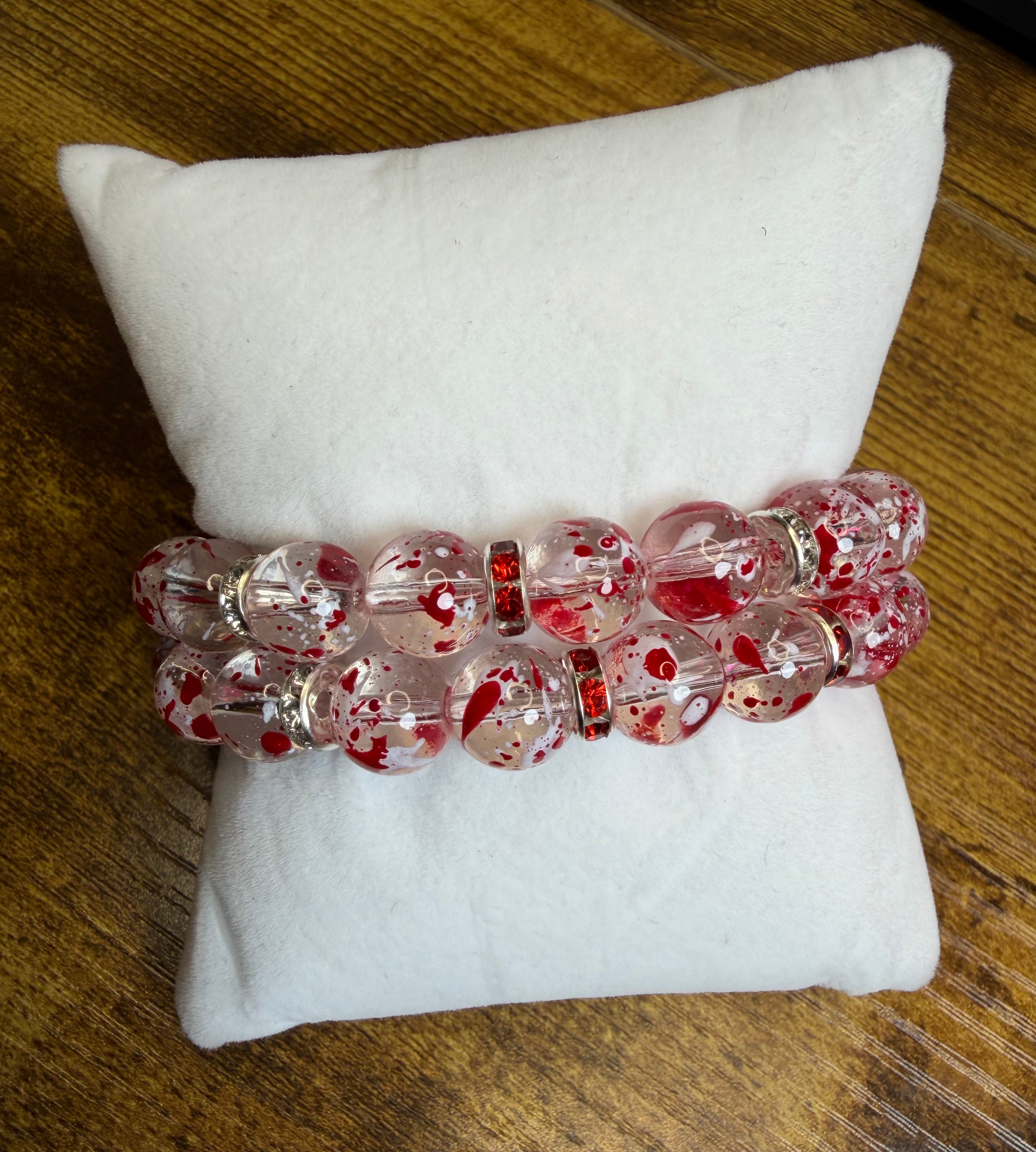Glass Bead Bracelet with Charm Spacers