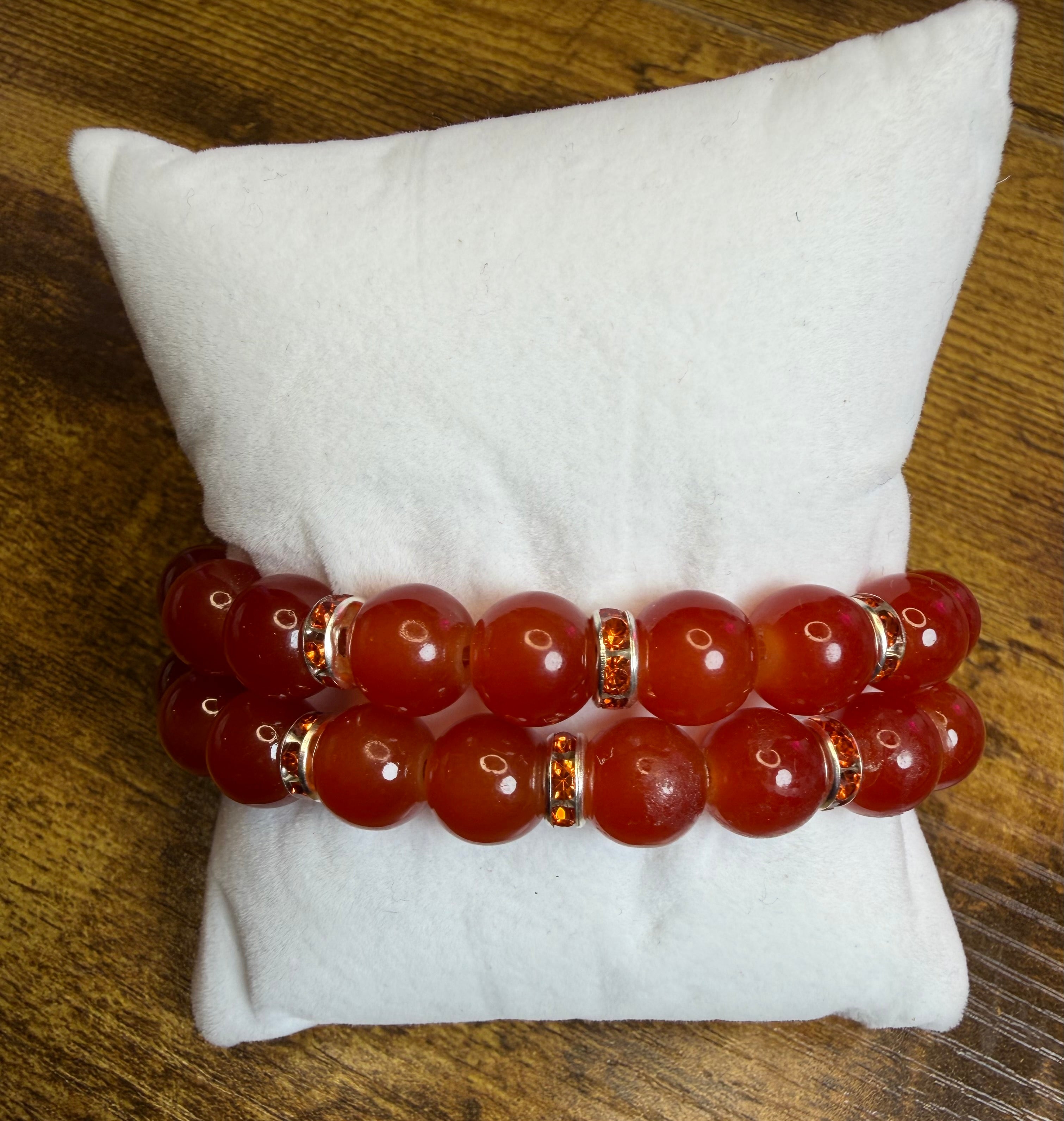 Glass Bead Bracelet with Charm Spacers