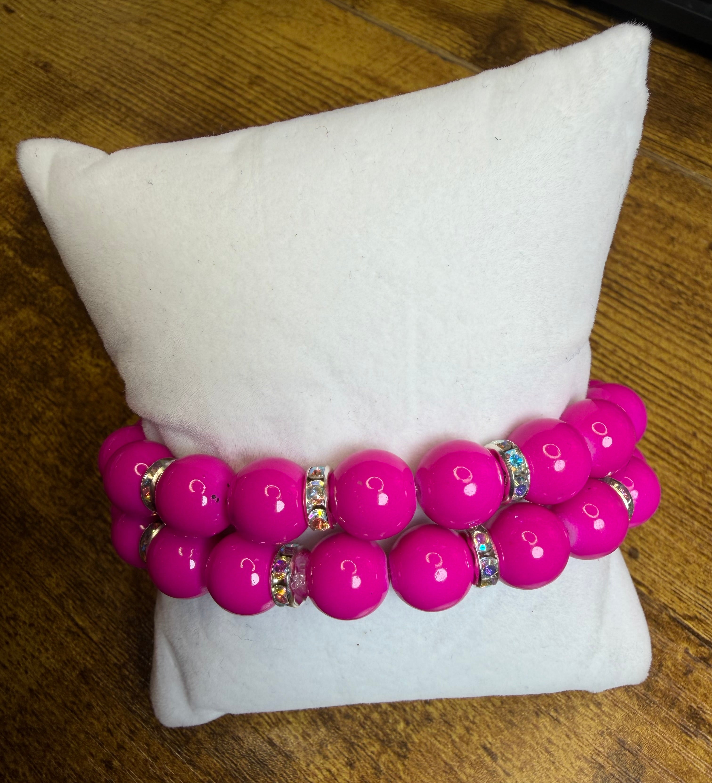 Glass Bead Bracelet with Charm Spacers