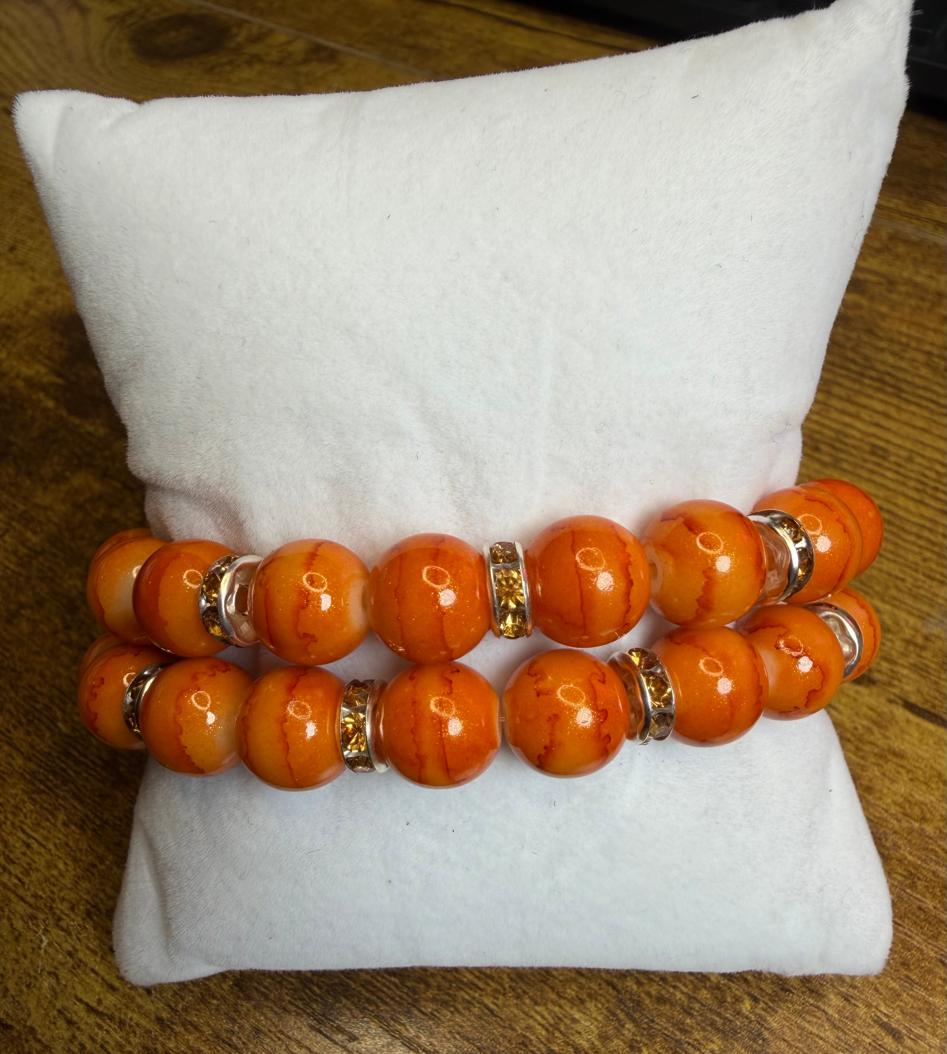 Glass Bead Bracelet with Charm Spacers