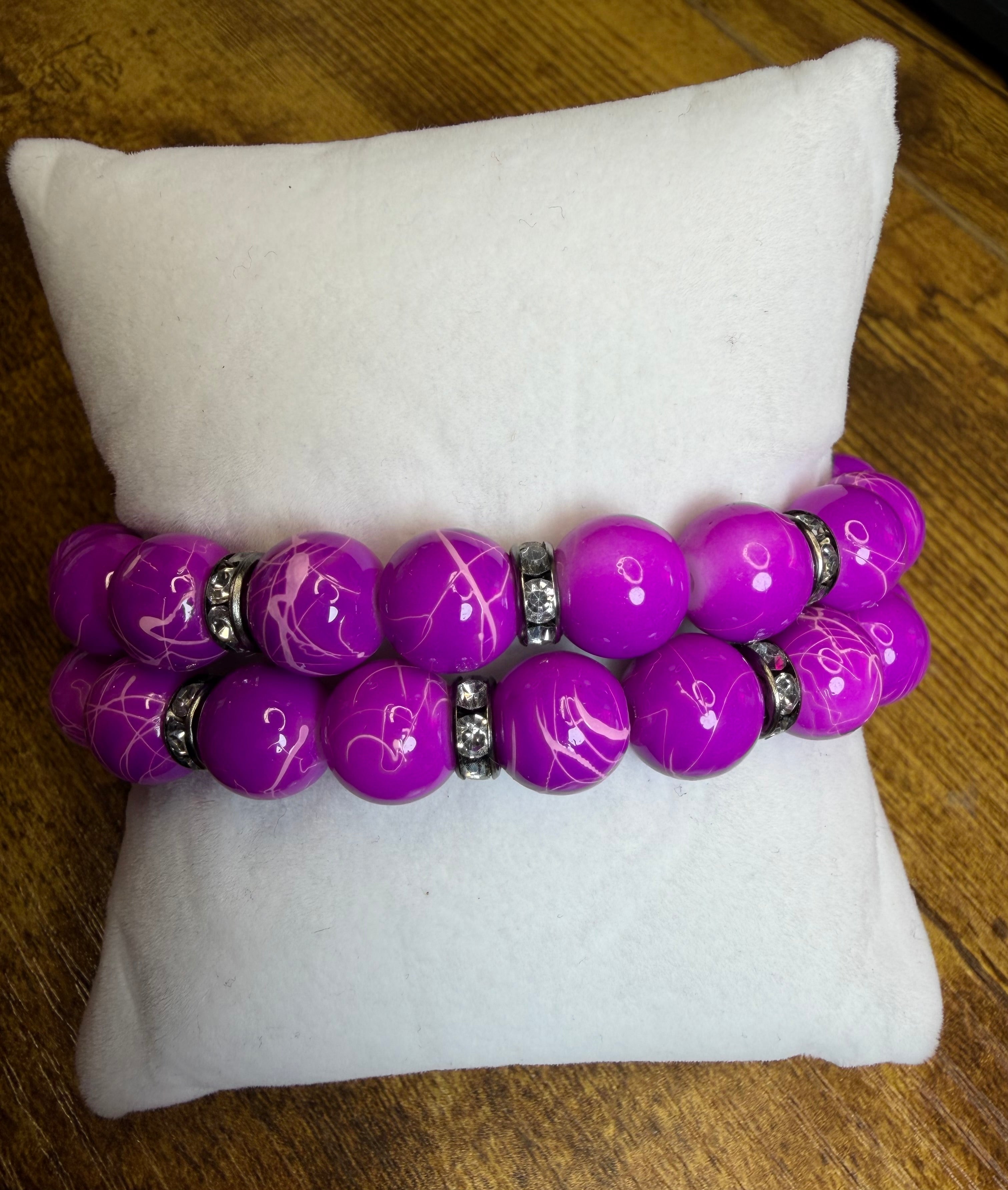 Glass Bead Bracelet with Charm Spacers